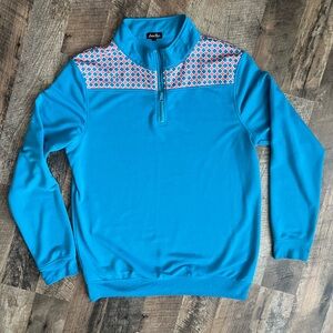 Anna Lane 1/4 zip lightweight pullover blue/pink size large